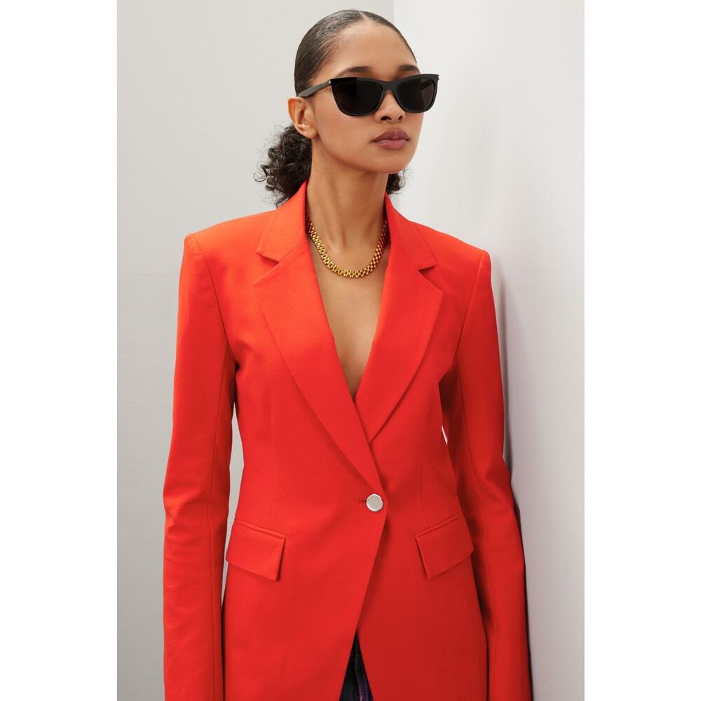 DEREK LAM 10 CROSBY Red Front Button Closure Noah Single Breast Jacket Blazer 4